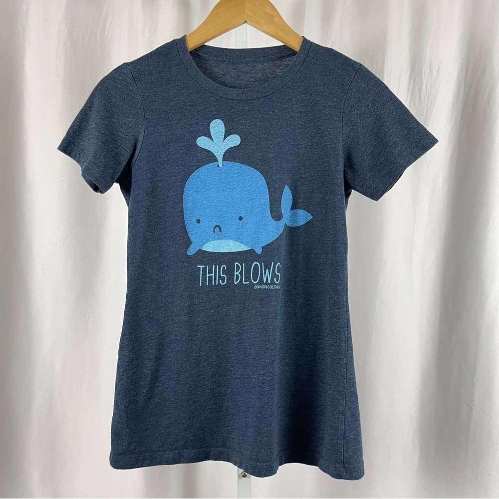 David & Goliath Small This Blows Whale Graphic Shirt Funny Humor Animal Gift